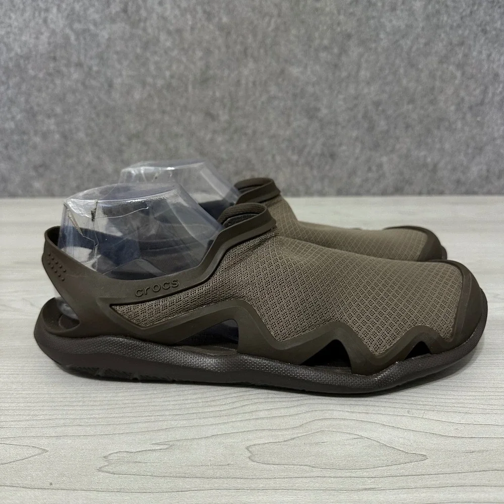 Crocs Swiftwater Mesh Wave Sandals Mens 11 Brown Water Shoes Slip On Comfort